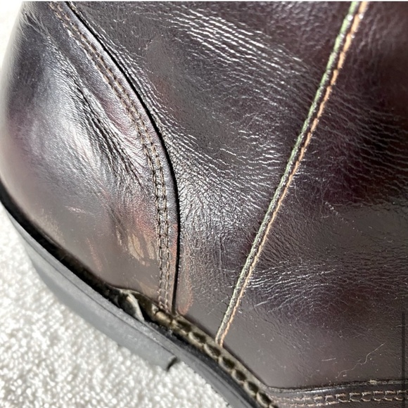 Vintage Burgundy Leather Western Style Round Toe Ankle Boots 7.5 - Picture 11 of 15